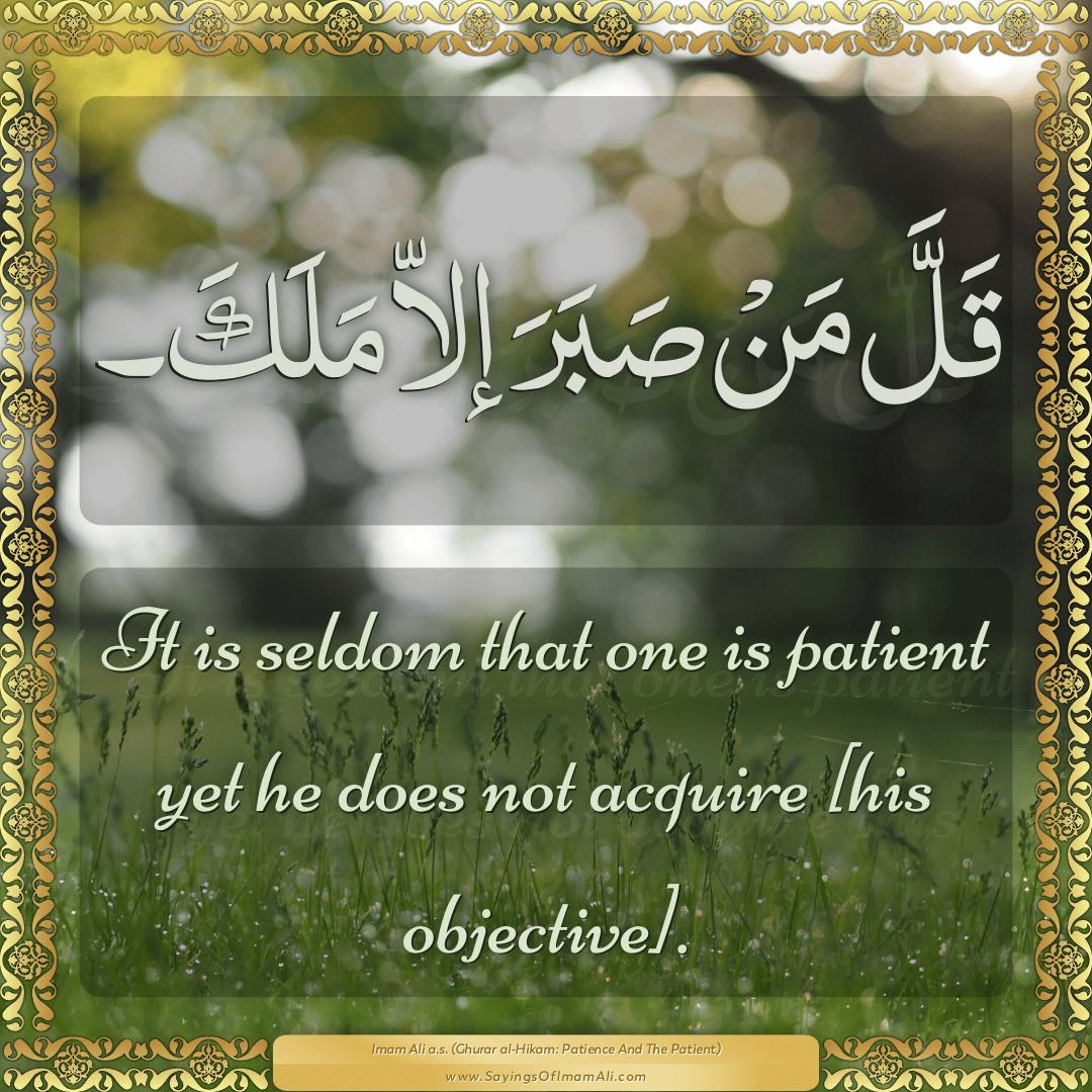 It is seldom that one is patient yet he does not acquire [his objective].